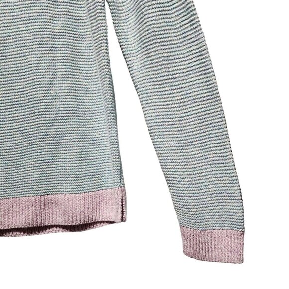 Talbots Womens Cotton And Linen‎ Light Blue Sweater With Pink Trim  Size M - Picture 5 of 11